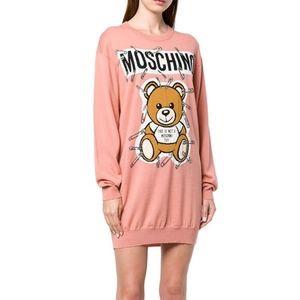 MOSCHINO Safety Pin Bear Intarsia Cotton Sweater